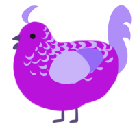 A amethyst and lilac chicken with a half-lace pattern