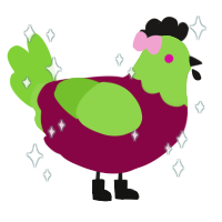 Zim, a maroon and grass chicken with a head pattern