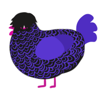 A sable and indigo chicken with a double-lace pattern