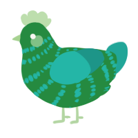 Mojito - D, a viridian and turquoise chicken with a bar pattern