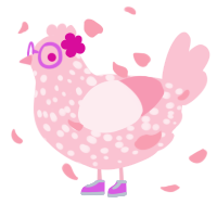 A rose chicken with a speckle pattern