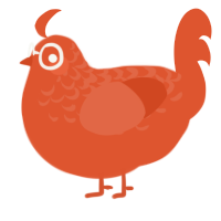 A vermilion chicken with a half-lace pattern