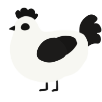 A white and sable chicken