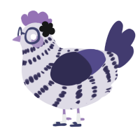 Lilac, a olive and lemon chicken with a bar pattern