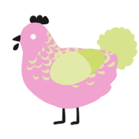 (unnamed), a pink and lemon chicken with a half-lace pattern