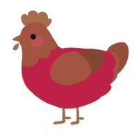 A crimson and russet chicken with a head pattern