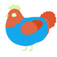 A sky and vermilion chicken with a head pattern