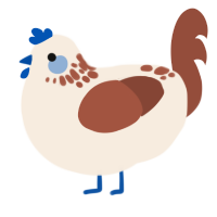A cream and russet chicken with a neck-speckle pattern