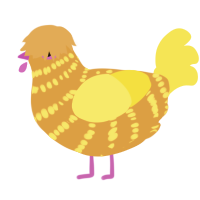 A orange and yellow chicken with a bar pattern