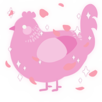 Pepto Bismol, a pink chicken with a neck-band pattern