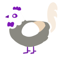 quiddity, a ash and cream chicken with a head pattern