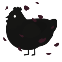 A black chicken with a head pattern