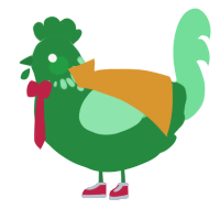 Izuku Midoriya, a viridian and spring chicken with a neck-speckle pattern