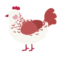 A white and red chicken with a half-lace pattern