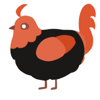 A sable and vermilion chicken with a head pattern