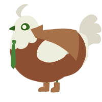 Peeped the Horrors, a russet and mist chicken with a head pattern