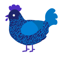 A navy and sapphire chicken with a double-lace pattern