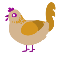 Goldielocks, a beige and ochre chicken with a neck-speckle pattern