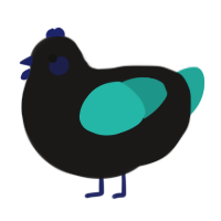 A sable and turquoise chicken