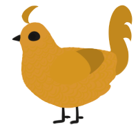 A orange and ochre chicken with a double-lace pattern