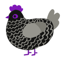 A black and ash chicken with a lace pattern