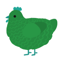 A viridian chicken with a lace pattern