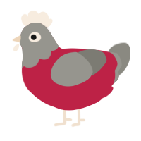 A crimson and ash chicken with a head pattern