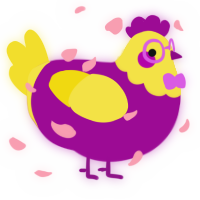 A plum and yellow chicken with a head pattern