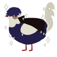 A navy and silver chicken with a head pattern