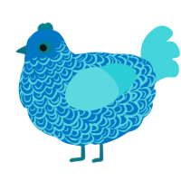 A sapphire and aqua chicken with a double-lace pattern