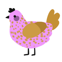 A lavender and gold chicken with a speckle pattern