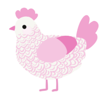 A white and pink chicken with a double-lace pattern