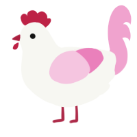 A white and pink chicken