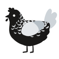 A sable and mist chicken with a half-lace pattern