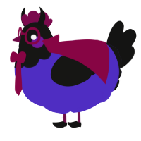 A indigo and black chicken with a head pattern