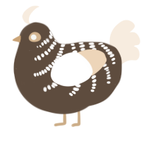 A bark and cream chicken with a half-bar pattern