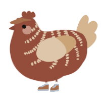 A russet and beige chicken with a half-bar pattern