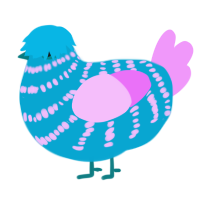 A cerulean and lavender chicken with a bar pattern