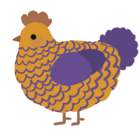 A orange and overcast chicken with a lace pattern