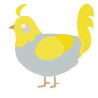 A silver and yellow chicken with a head pattern