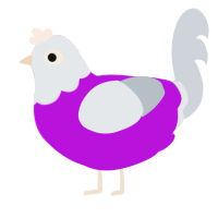 A amethyst and mist chicken with a head pattern