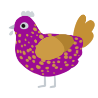 A plum and gold chicken with a speckle pattern