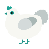 A white and silver chicken