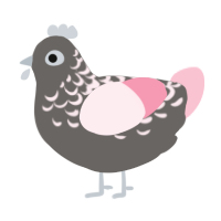 A grey and rose chicken with a half-lace pattern