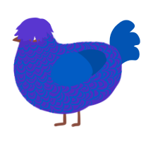 A indigo and ultramarine chicken with a double-lace pattern