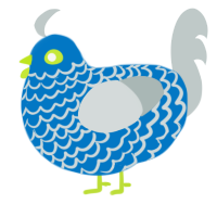 A sapphire and silver chicken with a lace pattern