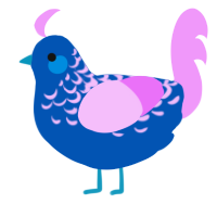 A ultramarine and lavender chicken with a half-lace pattern