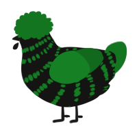 A black and leaf chicken with a bar pattern