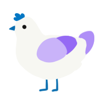 A white and lilac chicken