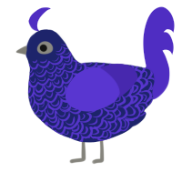 A navy and indigo chicken with a double-lace pattern